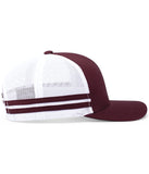 Custom Embroidered Pacific Headwear P115 Low-Profile Stripe Trucker Cap - 3D Embroidery