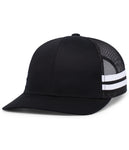 Custom Embroidered Pacific Headwear P115 Low-Profile Stripe Trucker Cap - Flat Embroidery