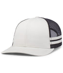 Custom Embroidered Pacific Headwear P115 Low-Profile Stripe Trucker Cap - Flat Embroidery