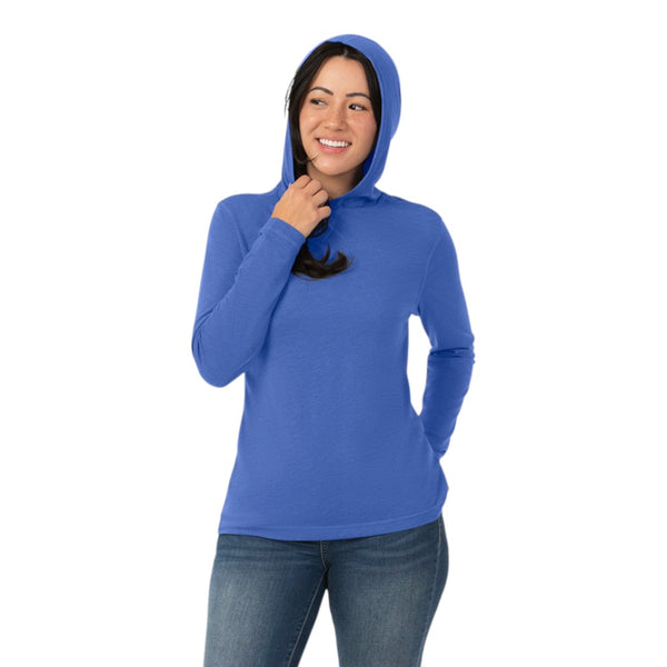 Primease P6865 Ladies Triblend Long Sleeve Hooded Tee