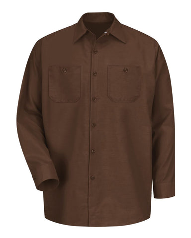 Red Kap SP14 Industrial Long Sleeve Work Shirt - Chocolate Brown
