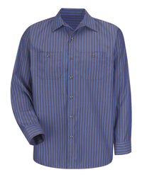 Red Kap SP14 Industrial Long Sleeve Work Shirt - Grey/Blue Stripe