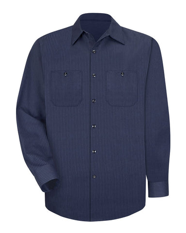 Red Kap SP14 Industrial Long Sleeve Work Shirt - NL-Navy/Light Blue