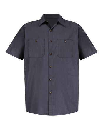 Red Kap SP24 Industrial Short Sleeve Work Shirt - Blue/Charcoal Microcheck