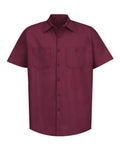 Red Kap SP24 Industrial Short Sleeve Work Shirt - Burgundy