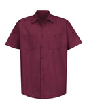 Red Kap SP24 Industrial Short Sleeve Work Shirt - Burgundy