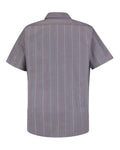 Red Kap SP24 Industrial Short Sleeve Work Shirt - Charcoal/Red/White Stripe