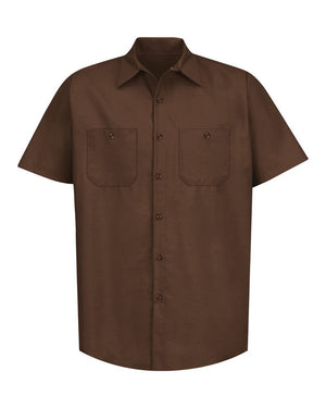 Red Kap SP24 Industrial Short Sleeve Work Shirt - Chocolate Brown - 