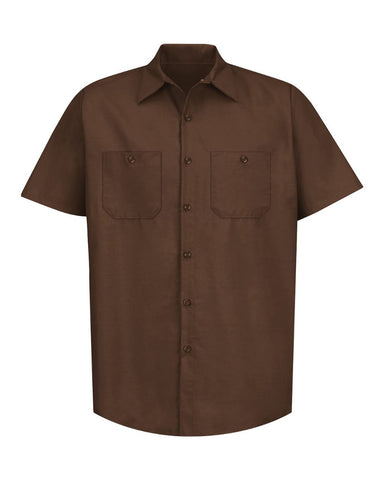 Red Kap SP24 Industrial Short Sleeve Work Shirt - Chocolate Brown