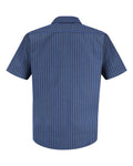 Red Kap SP24 Industrial Short Sleeve Work Shirt - Grey/Blue Stripe