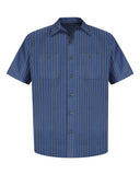 Red Kap SP24 Industrial Short Sleeve Work Shirt - Grey/Blue Stripe