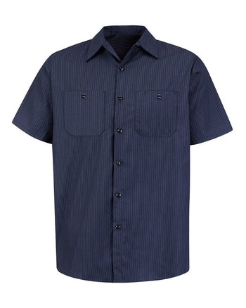 Red Kap SP24 Industrial Short Sleeve Work Shirt - NL-Navy/Light Blue