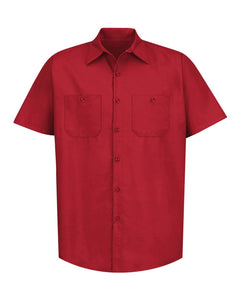 Red Kap SP24 Industrial Short Sleeve Work Shirt - Red - 