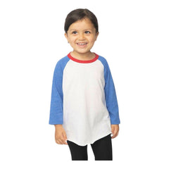 Royal Apparel 17660 Toddler Americana Raglan Baseball Tee Made in USA - 