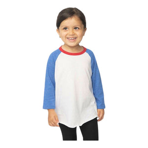 Royal Apparel 17660 Toddler Americana Raglan Baseball Tee Made in USA - 