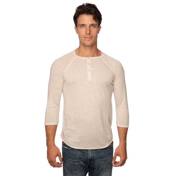 Royal Apparel 20059 Unisex Triblend 3/4 Sleeve Henley Made in USA