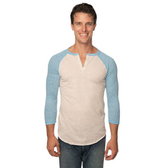 Royal Apparel 20059 Unisex Triblend 3/4 Sleeve Henley Made in USA - 