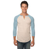 Royal Apparel 20059 Unisex Triblend 3/4 Sleeve Henley Made in USA