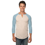Royal Apparel 20059 Unisex Triblend 3/4 Sleeve Henley Made in USA