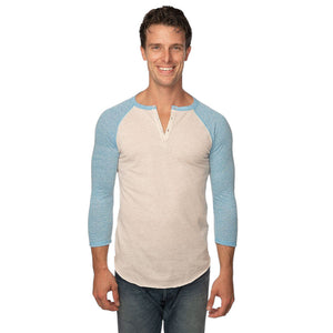 Royal Apparel 20059 Unisex Triblend 3/4 Sleeve Henley Made in USA - 