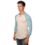 Royal Apparel 20059 Unisex Triblend 3/4 Sleeve Henley Made in USA