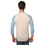 Royal Apparel 20059 Unisex Triblend 3/4 Sleeve Henley Made in USA