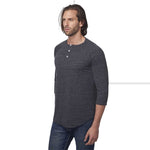Royal Apparel 20059 Unisex Triblend 3/4 Sleeve Henley Made in USA
