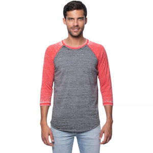 Royal Apparel 20160BO Unisex Triblend Raglan Baseball Tee – Burnout Wash Made in USA - 