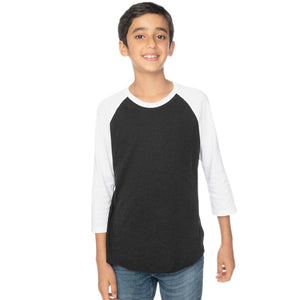 Royal Apparel 20260 Youth Triblend Raglan 3/4 Sleeve Baseball Tee Made in USA - 