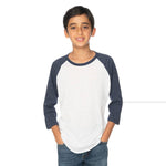Royal Apparel 20260 Youth Triblend Raglan 3/4 Sleeve Baseball Tee Made in USA