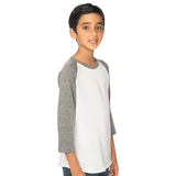 Royal Apparel 20260 Youth Triblend Raglan 3/4 Sleeve Baseball Tee Made in USA