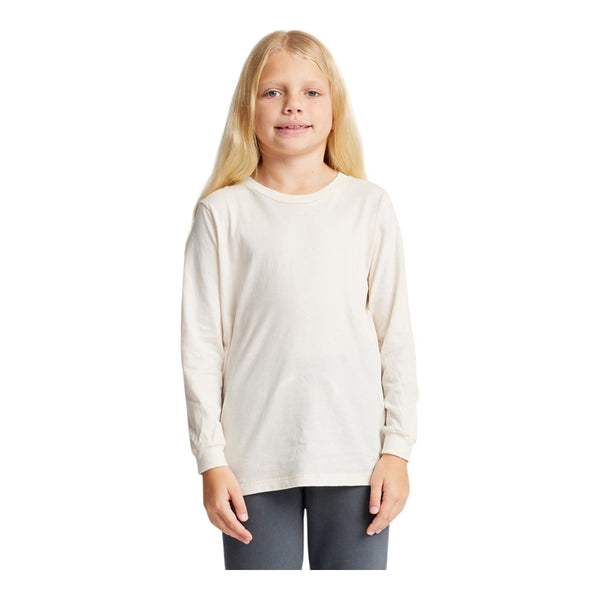 Royal Apparel 5022ORG Youth Organic Cotton Long Sleeve Crew Tee Made in USA