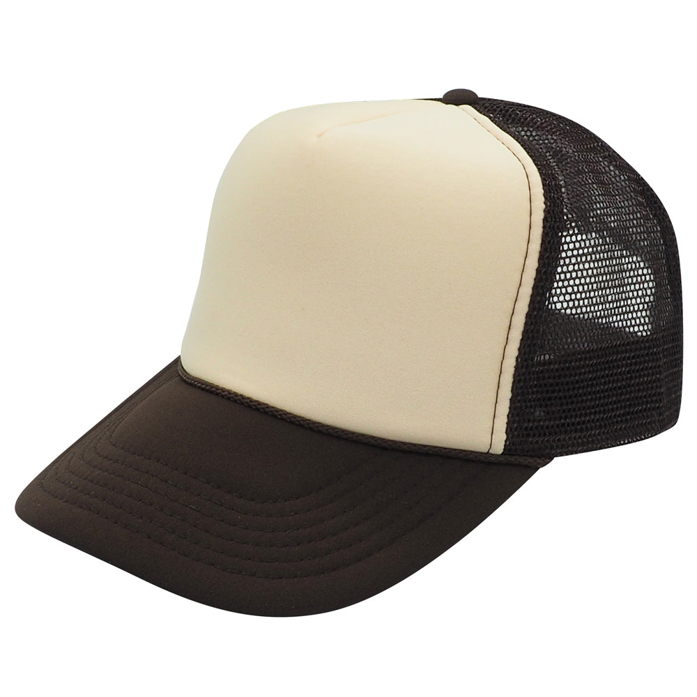 Unbranded 5 Panel Flat Bill Trucker Hat, Blank 5 Panel Mesh Back Cap, Black