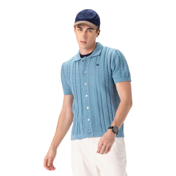 Members Only MS012502 Men's JC Polo Cable Sweater