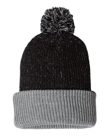 Sportsman SP70 12" Knit Speckled Pom-Pom Beanie Knit Cap