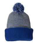 Sportsman SP70 12" Knit Speckled Pom-Pom Beanie Knit Cap