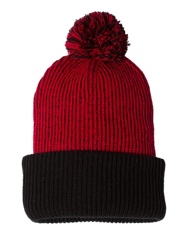 Sportsman SP70 12" Knit Speckled Pom-Pom Beanie Knit Cap