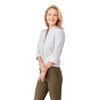 Elevate TM97601 Huntington Women's Three Quarter Sleeve Dotted Mandarin Collar Button Up Shirt