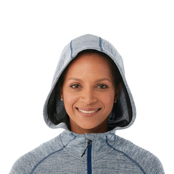 Elevate TM98210 Women's ODELL Performance Knit Tunic Length Full Zip Hoodie with Thumb Holes