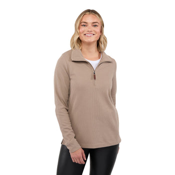 Elevate TM98312 Hudson Women's Eco Knit Half Zip Ribbed Sweater