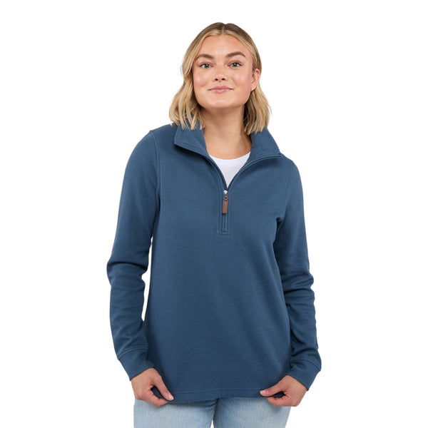 Elevate TM98312 Hudson Women's Eco Knit Half Zip Ribbed Sweater