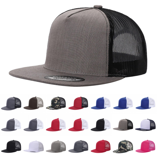Unbranded 5 Panel Flat Bill Trucker Hat, Blank 5 Panel Mesh Back Cap – The  Park Wholesale | Flex Caps
