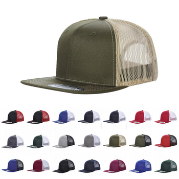 Unbranded 6 Panel Flat Bill Trucker Hat Snapback