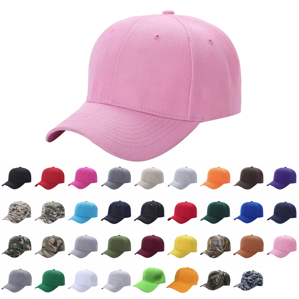 Unbranded Structured Baseball Cap, Blank 6 Panel Hat – The Park Wholesale