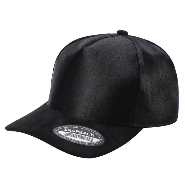 Unbranded Satin Snapback with Suede Bill