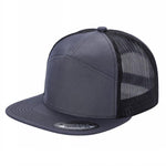 Unbranded 7-Panel Trucker Flat Bill Hat, Blank 7 Panel Mesh Back Cap