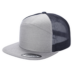 Unbranded 7-Panel Trucker Flat Bill Hat, Blank 7 Panel Mesh Back Cap