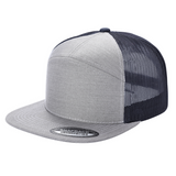 Unbranded 7-Panel Trucker Flat Bill Hat, Blank 7 Panel Mesh Back Cap