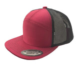 Unbranded 7-Panel Trucker Flat Bill Hat, Blank 7 Panel Mesh Back Cap