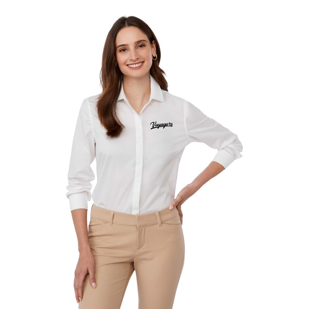 UNTUCKit TM41309 Women’s Tracey Long Sleeve Button-Up Shirt, White / L